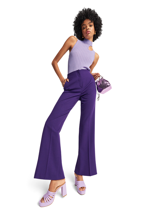 Lilac Transparent Straight Leg Trousers